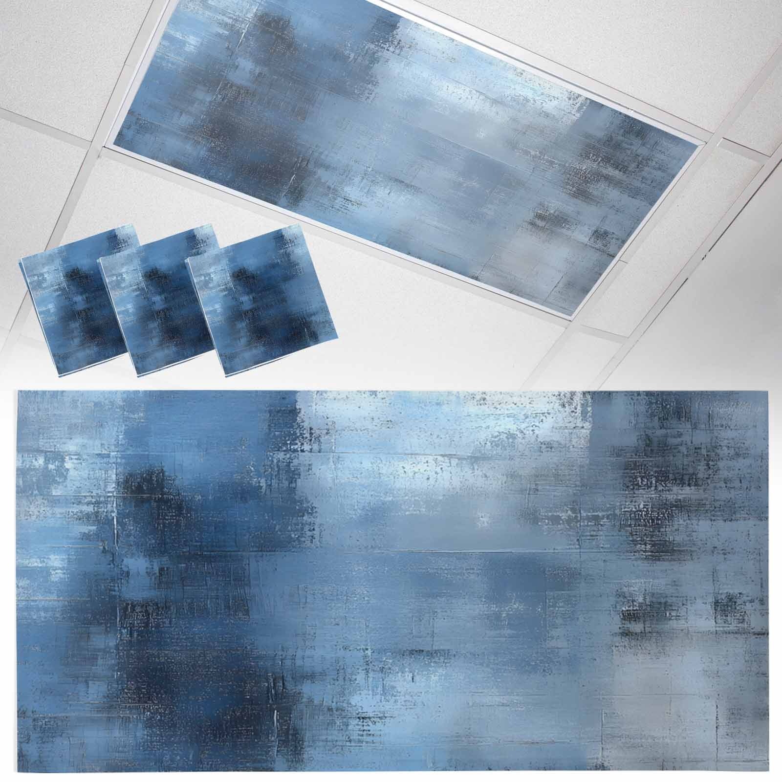 3 Pack Abstract Blue Art Fluorescent Light Covers for Ceiling Lights ...