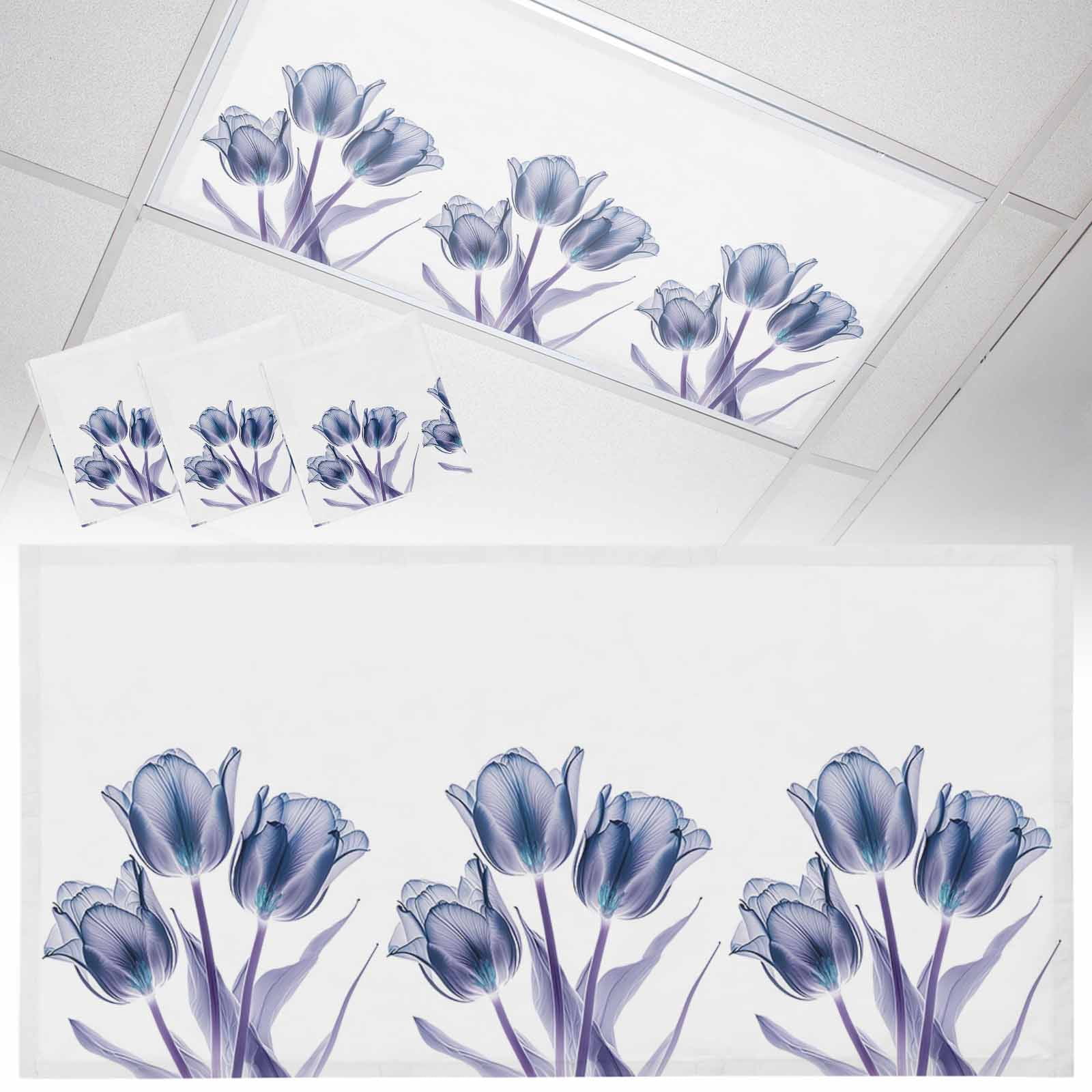 3 Pack Abstract Blue Fluorescent Light Covers for Ceiling Lights Tulip ...