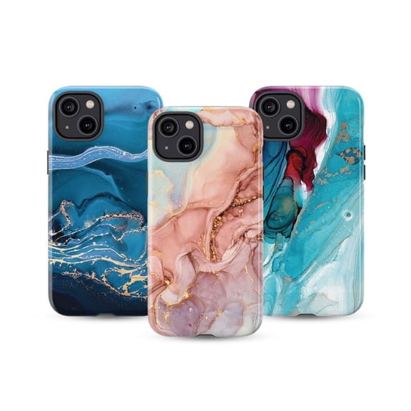 3 Pack Abstract Marble Phone Case Set – Elegant Fluid Art Phone Cover Combo for iPhone 16 15 14 13 12 11 Plus Pro Max Mini