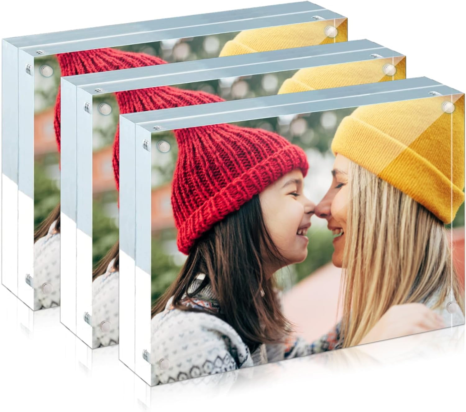 3 Pack Acrylic Frame 4x6, 20% Thicker, 20mm Thick Frameless Clear ...