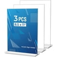thumbnail image 1 of 3 Pack Acrylic Sign Holder 8.5 x 11 Inches, Clear Menu Stand, Vertical Flyer Display, Table Paper Holder, Desk Brochure, Plastic Sign Display for Restaurants, Office, Store, 1 of 7