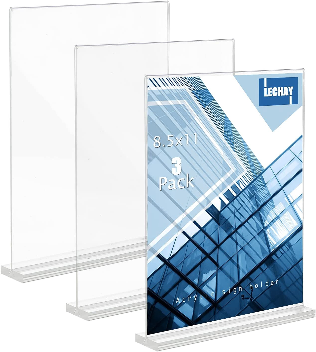 3 Pack Acrylic Sign Holder, 8.5 x 11 inches Clear Table Menu Display ...