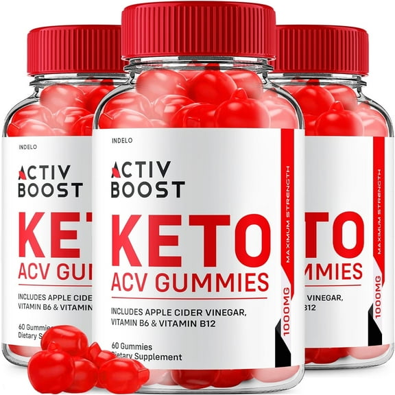 (3 Pack) Activ Boost Keto ACV Gummies, Activ Boost Keto Gummies, 1000MG, Active Boost Apple Cider Vinegar Vitamin B12 Supplement (180 Gummies)