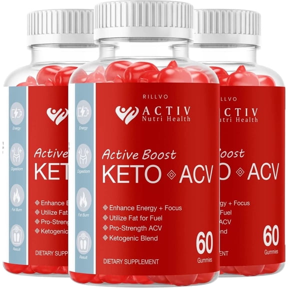 3 Pack Activ Boost Keto ACV Gummies - Advanced Formula Active Boost Keto Gummies with Apple Cider Vinegar 180 Gummies