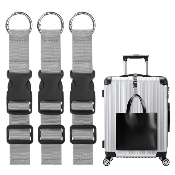 3-Pack Add A Bag Luggage Strap, Adjustable Suitcase Belt, Luggage Connector [Dark Gray]