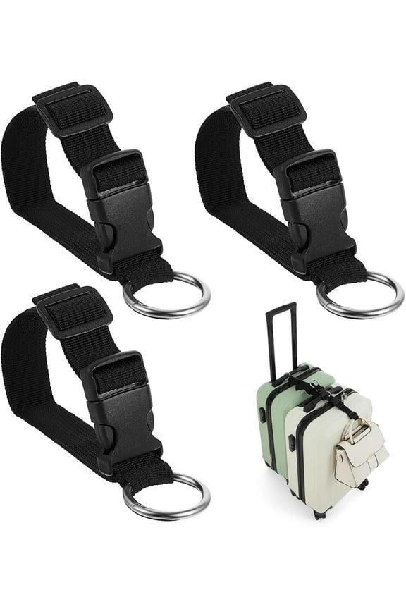 3 Pack Add a Bag Luggage Straps, Adjustable Suitcase Strap Luggage Connector Belt J Hook Carry Your Extra Backpack, Travel Attachment Travel Accessories for Connecting Your Luggage Jacket