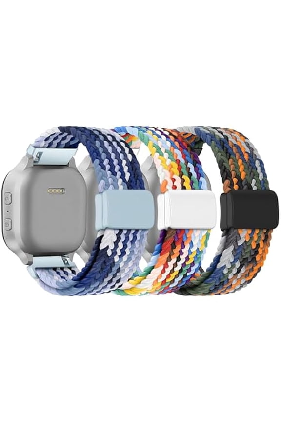 3 Pack Adjustable Braided Stretchy Solo Loop Compatible with Gizmo Watch 3 2 1/ Gabb Watch 3 2 1/ SyncUP/Cosmo JrTrack Kid Watch, 20mm Soft Breathable Kids Bands with Magnetic Buckle for Boys Girls