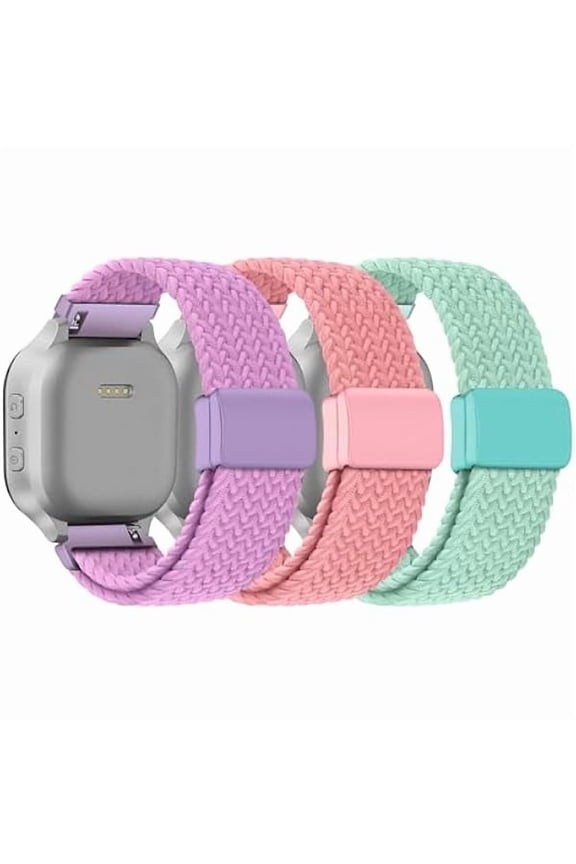 3 Pack Adjustable Braided Stretchy Solo Loop Compatible with Gizmo Watch 3 2 1/ Gabb Watch 3 2 1/ SyncUP/Cosmo JrTrack Kid Watch, 20mm Soft Breathable Kids Bands with Magnetic Buckle for Boys Girls
