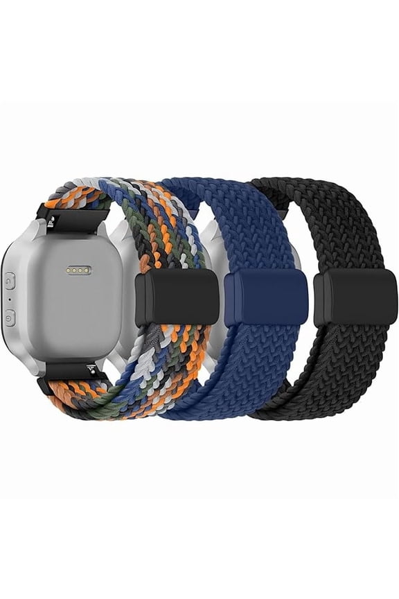 3 Pack Adjustable Braided Stretchy Solo Loop Compatible with Gizmo Watch 3 2 1/ Gabb Watch 3 2 1/ SyncUP/Cosmo JrTrack Kid Watch, 20mm Soft Breathable Kids Bands with Magnetic Buckle for Boys Girls