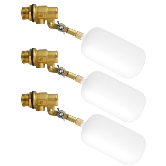 3 Pack Adjustable Float Ball Valve for Automatic Water Level Control in Livestock Troughs, Aquariums, Hydroponics, Reservoirs, 1/2 Inch Brass