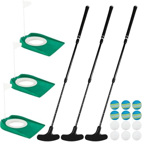 3 Pack Adjustable Golf Putter Set Mini Golf Club Putter Right or Left Handed Two-Way with 6 Golf Training Balls 6 Practice Foam Balls 3 Flag Cup for Kids Teenagers Men Women$$Sport & Recreation Other