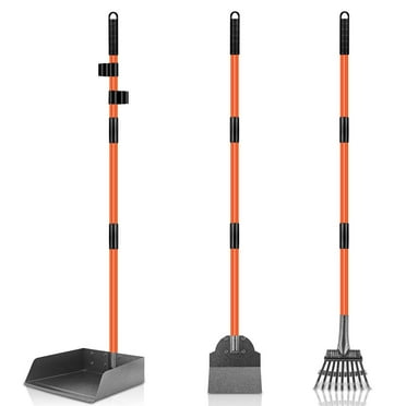 3 Pack Adjustable Long Handle Dog Pooper Scooper with Metal Tray Rake and Spade for Large Dogs and Pets
