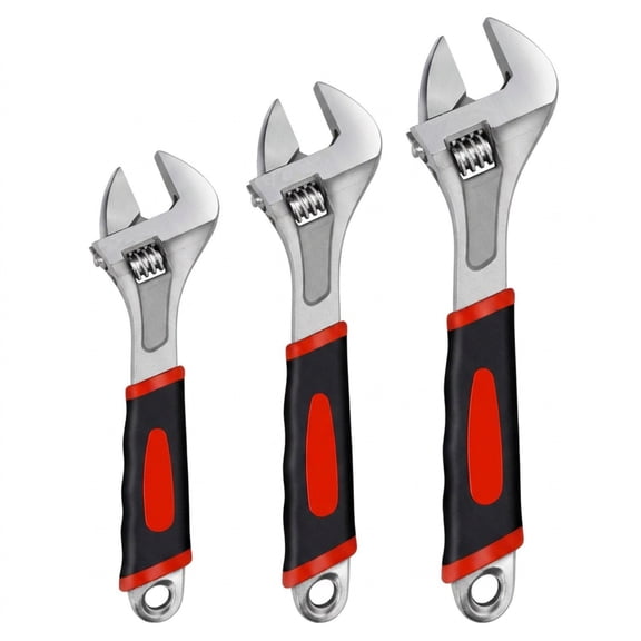 3-Pack Adjustable Spanner Set,6-8-10" Non-Slip Grip Spanner,for Home, Garage, Workshop