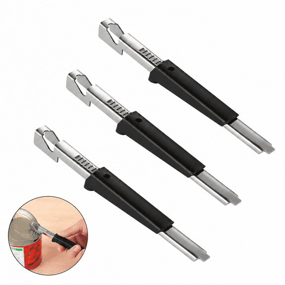 3 Pack Adjustable Stainless Steel Jar Opener, Multifunctional Lid Gripper with Non-Slip Rubber Handle Labor-Saving Portable Opener for Seniors Weak Hands Kitchen Camping