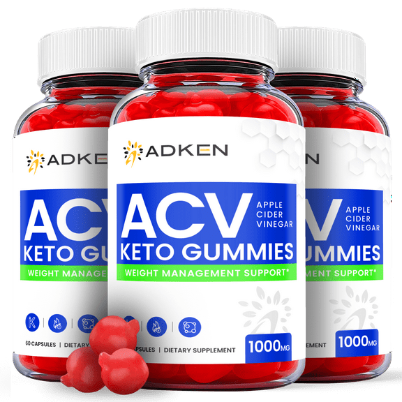 (3 Pack) Adken Keto ACV Gummies - Supplement for Weight Loss - Energy & Focus Boosting Dietary Supplements for Weight Management & Metabolism - Fat Burn - 180 Gummies