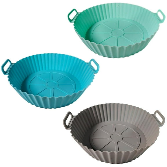 3 Pack Air Fryer Silicone Liners, 8 Inch Airfryer Liners, Air Fryer Basket Liners, Reusable Food Grade Air Fryer Basket Pots Oven Liner Baking Tray, Air Fryer Silicone Mat Kitchen Baking Utensils