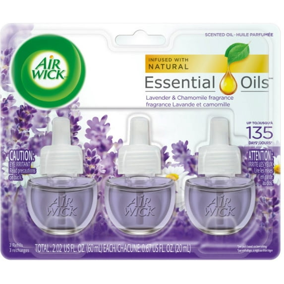 3 Pack - Air Wick Scented Oil Air Freshener, Lavender and Chamomile Scent, Triple Refills, 0.67 oz