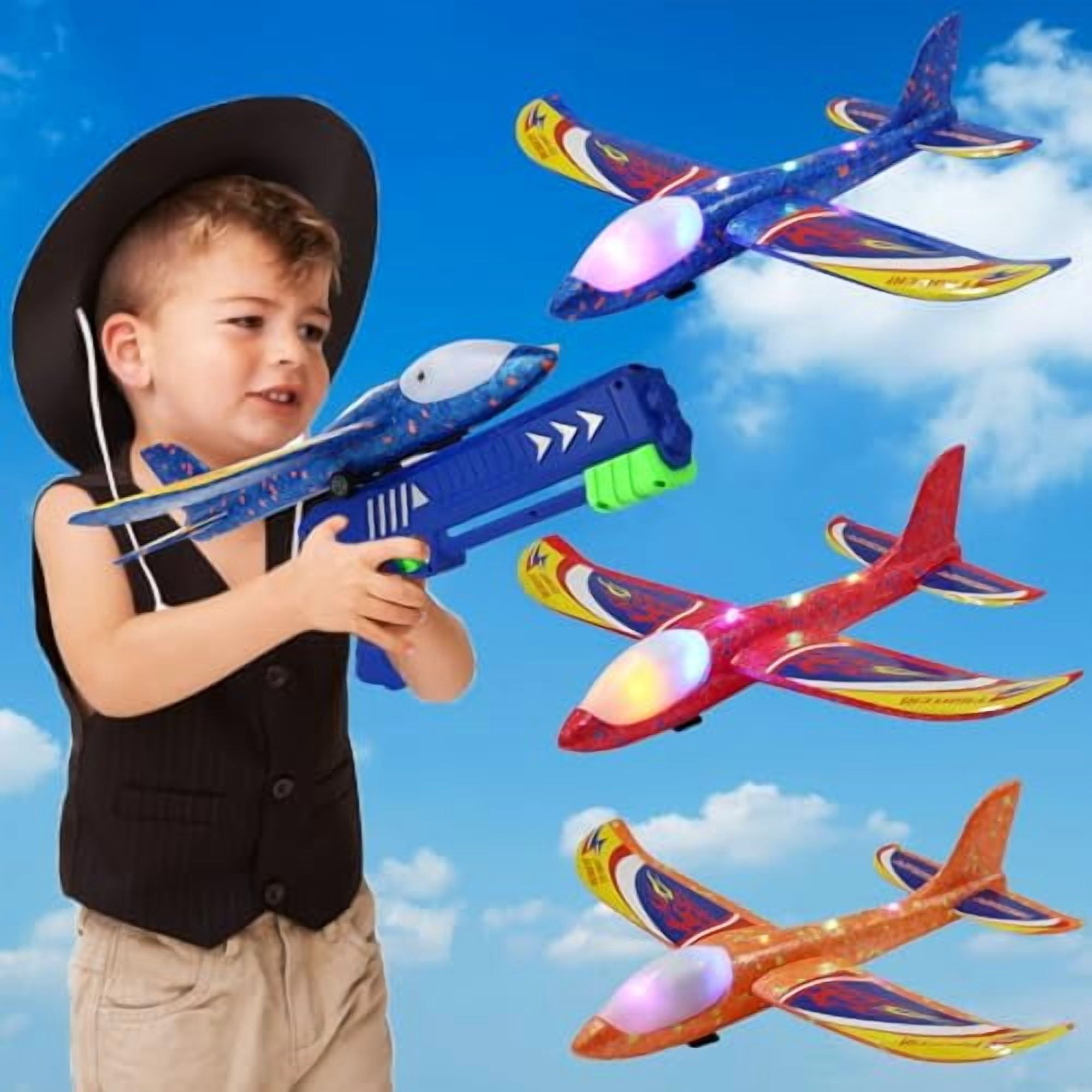 3 Pack Airplane Launcher Toy,LED Foam Airplanes for Kids,Perfect ...