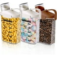 thumbnail image 1 of 3 Pack Airtight Food Storage Containers Cereal & Dry Food Storage Container Set with Handles and Lids Clear Plastic Containers for Kitchen Cabinet Pantry, 5.51LBS Rice Dispenser, Bpa Free, 1 of 6