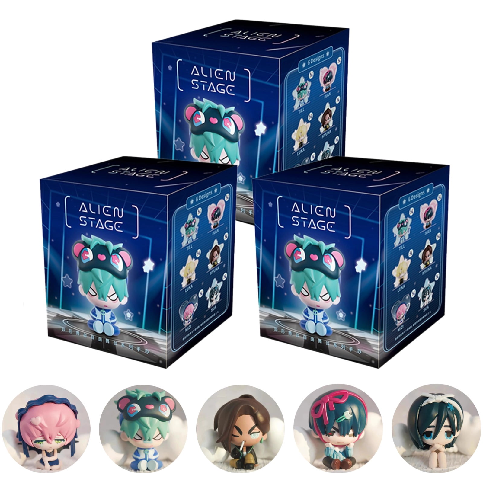 3 Pack Alien Stage Action Figure Blind Box – Mystery 3D Model (Sitting ...