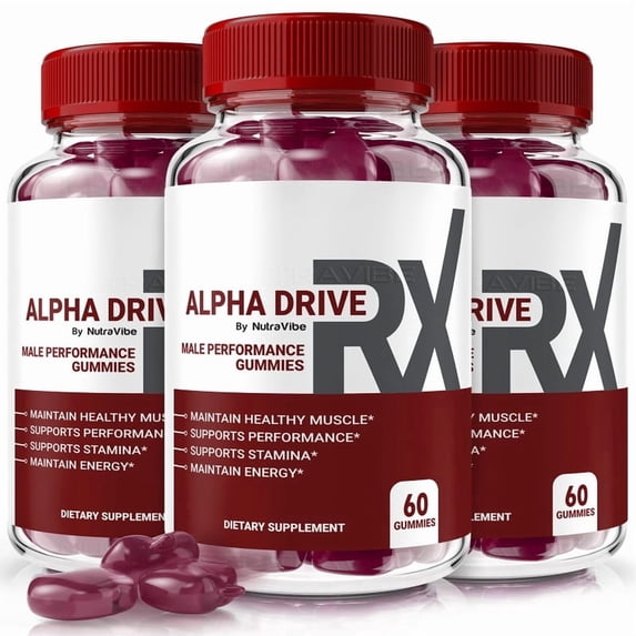 (3 Pack) Alpha Drive RX – Gummies with a Natural Daily Blend for Energy & Wellness | Great-Tasting, Easy-to-Chew Gummies (180 Gummies)