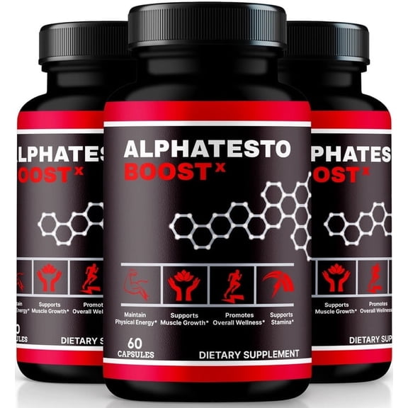 (3 Pack) Alpha Testo Boost X Capsules Official AlphaTesto Booster All-Natural Pills for Physical Health & Overall Well-Being, Premium Pastillas for Energy, Vitality & Wellness Aid (180 Capsules)