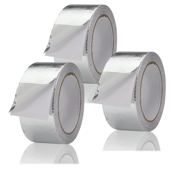 3 Pack Aluminum Foil Tape for Ductwork, 2" x 65 Ft Metal Duct Tape Heavy Duty Waterproof, High Temperature Silver Tape with Adhesive Backing for HVAC Dryer Vents Pipe Sealing Repair