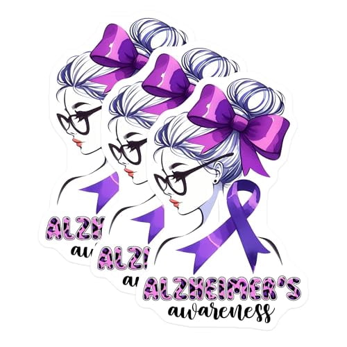 (3 Pack) Alzheimers Awareness Decals - Purple Ribbon Girl - Laptop ...