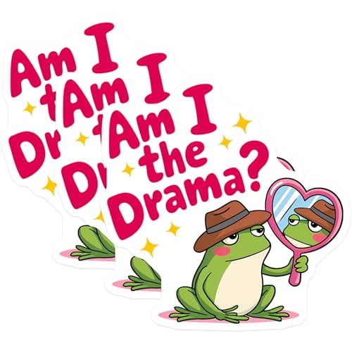 (3 Pack) Am I The Drama Frog Decals - Funny Frog Decal - Sarcastic Meme Decal - 3 Inches On Longest Side - Easy Peel & Apply - Made in USA - 3MCS8167