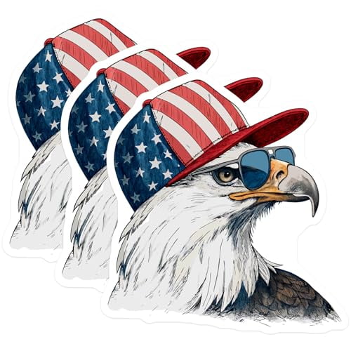 (3 Pack) American Eagle Decals - Patriotic Decal - Eagle Laptop Decal - 3 Inches On Longest Side - Easy Peel & Apply - Made in USA - 3MCS4499