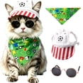thumbnail image 1 of 3 Pack American Flag Dog Costume Set Large, Reversible Dual Layer Triangle Bandana, Patriotic Red White Blue Scarf for 4th of July Memorial Day Independence Day, Large Dogs, 1 of 5