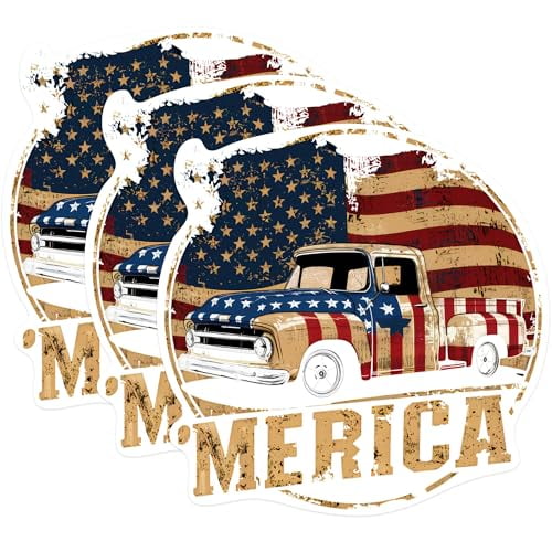 (3 Pack) American Truck Decals - USA Flag - Patriotic Decal - 3 Inches On Longest Side - Easy Peel & Apply - Made in USA - 3MCS0961