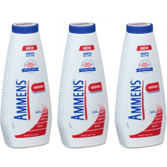 3 Pack Ammens Original Medicated Powder, Talc Free Formula, 11 Ounces Each