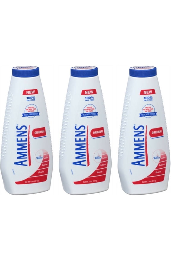 3 Pack Ammens Original Medicated Powder, Talc Free Formula, 11 Ounces Each