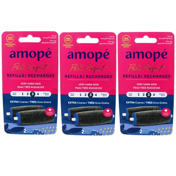 3 Pack - Amope Pedi Perfect Electric Callus Remover Foot File Roller Head Refills, Ultra Coarse 3, 2 Count