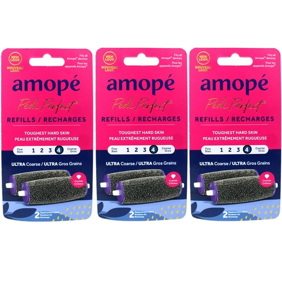 3 Pack - Amope Pedi Perfect Electronic Foot File Refills - Ultra Coarse 4, Removes Hard and Dead Skin, 2 Count