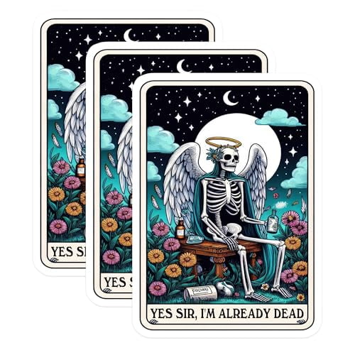 (3 Pack) Angel of Death Decals - Skeleton Sticker - Funny Sarcastic Quote Laptop Decal - 3 Inches On Longest Side - Easy Peel & Apply - Made in USA - 3MCS4337