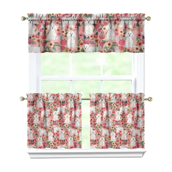 3 Pack Animal-Themed Kitchen Curtains - Paw Print & Furry Friend Design, Semi-Sheer Caf Curtains for Modern Decor