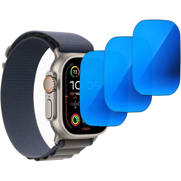 3 Pack Anti-Blue Privacy Tempered Glass for Apple Watch Ultra 3/2 / 49MM Anti-Spy Screen Protector Anti-Peep Film Electroplated Gradient Blue