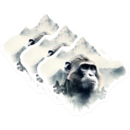 (3 Pack) Ape Mountain Decals - Wildlife Art Sticker - Laptop Decals - 3 ...