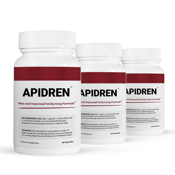 3 Pack Apidren Extra Strength Thermogenic Fat Burning Formula-60 Capsules x3