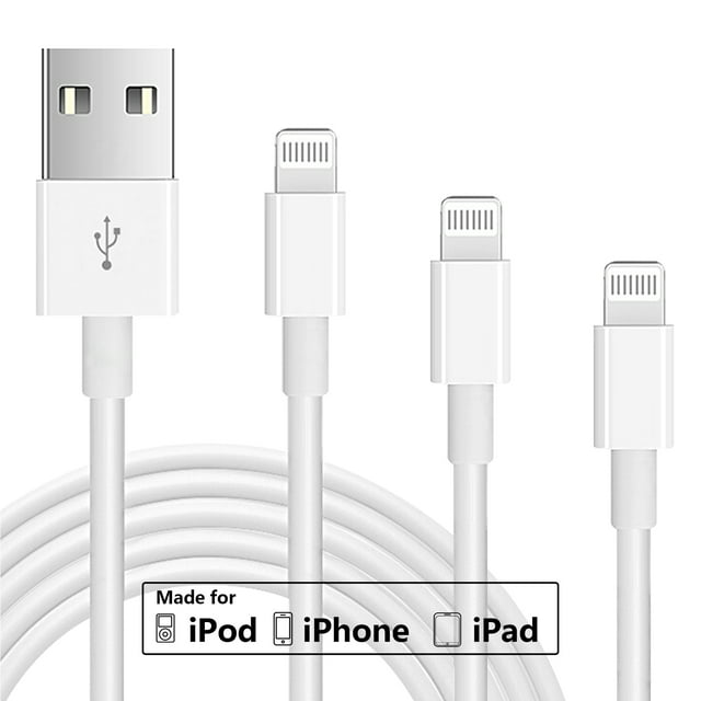 3 Pack Apple MFi Certified Charger Cable 6ft, Lightning to USB Cable