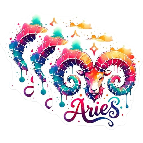 (3 Pack) Aries Zodiac Decals - Astrology Sticker - Horoscope Decals - 3 Inches On Longest Side - Easy Peel & Apply - Made in USA - 3MCS6044
