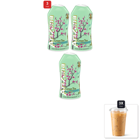 3 Pack | Arizona Green Tea Liquid Drink Mix, 1.62 Fl. Oz. Bottle & 3x 16oz Plastic Cup with Strawless Sip-Lid