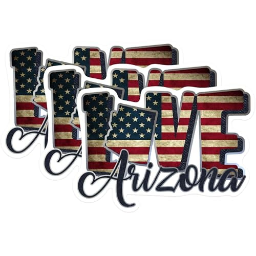 (3 Pack) Arizona Love Decals - American Flag - State Pride - 3 Inches On Longest Side - Easy Peel & Apply - Made in USA - 3MCS0294