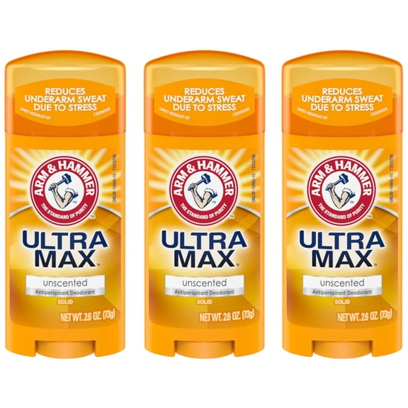 3 Pack - Arm & Hammer ULTRAMAX Deodorant Invisible Solid Unscented 2.6oz Each