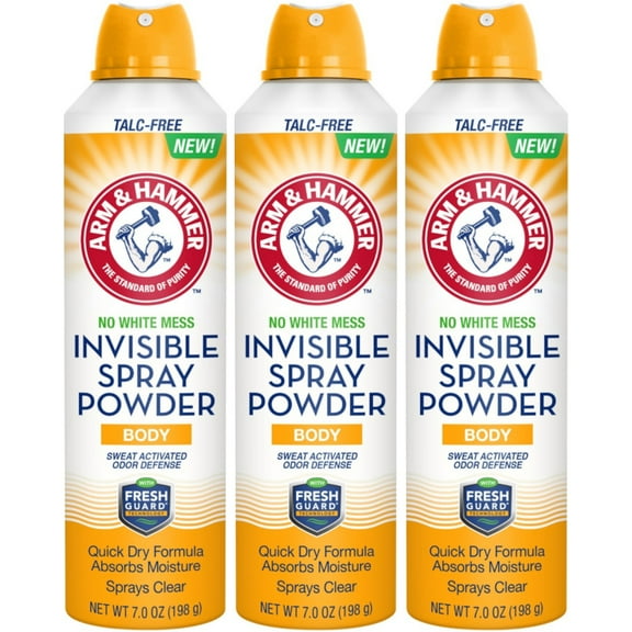 3 Pack Arm & Hammer Unisex No White Mess Invisible Spray Powder Deodorant, 7 Ounces