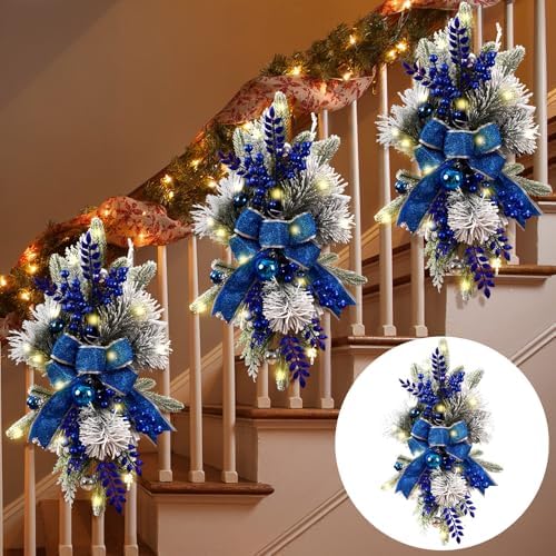 3 Pack Artificial Christmas Teardrop Swags 24