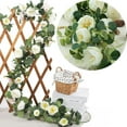 thumbnail image 1 of 3 Pack Artificial Flower Garland Fake Rose Vine with Seeded Eucalyptus Leaves, Artificial Flowers Hanging Rose Ivy Garland for Room Wall Decor Wedding Party Arch Decoration(Champagne), 1 of 5
