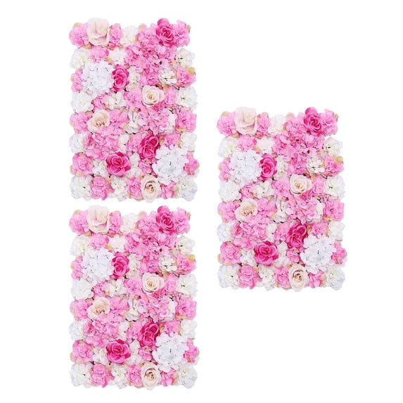 3 Pack Artificial Flowers Wall Decoration Decorative Silk Flower Panels flower panel for Home Party Wedding Photo Backgdrop Decor, Hot Pink